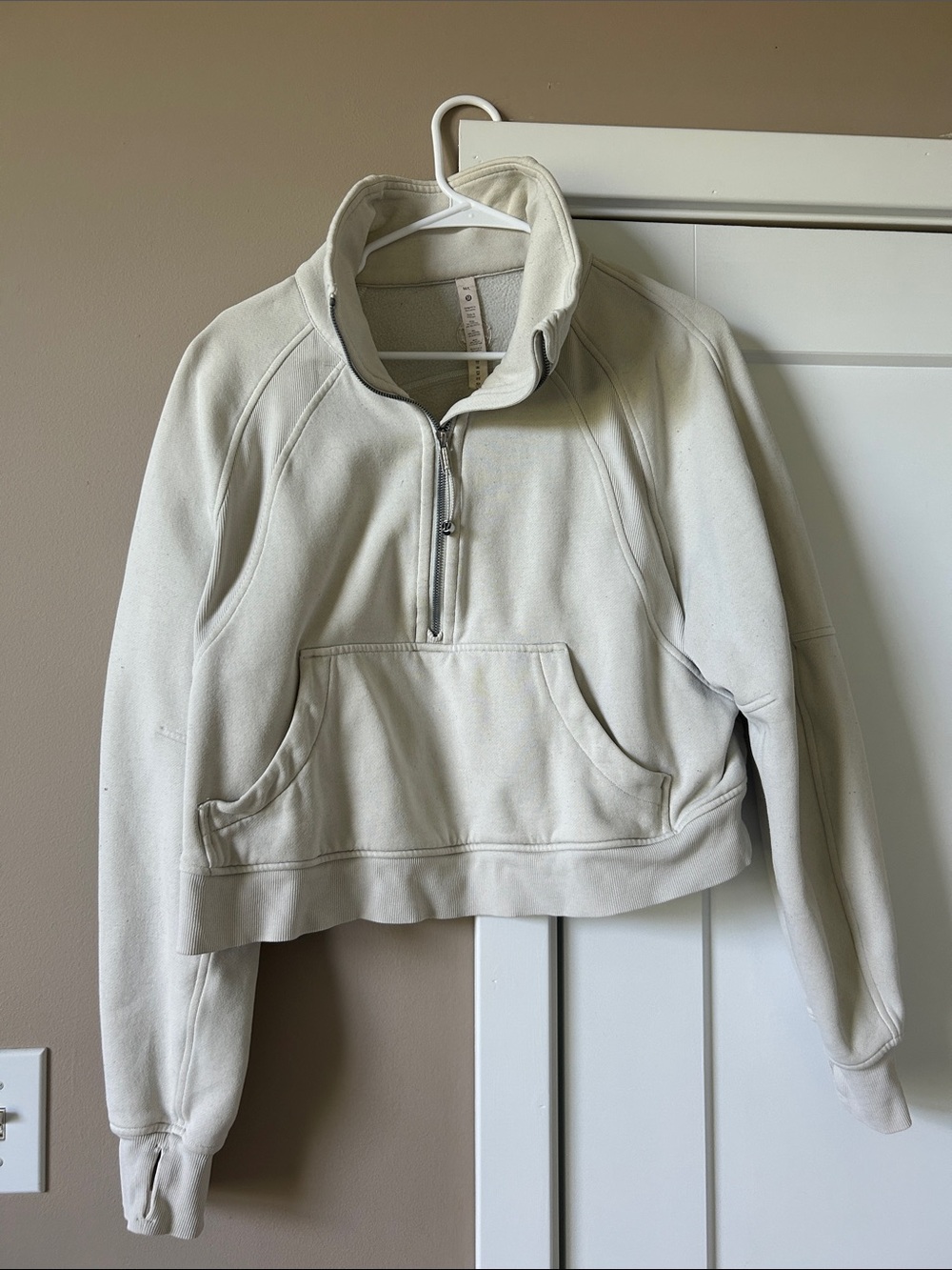 lululemon athletica Cream Cropped Half-Zip Pullover